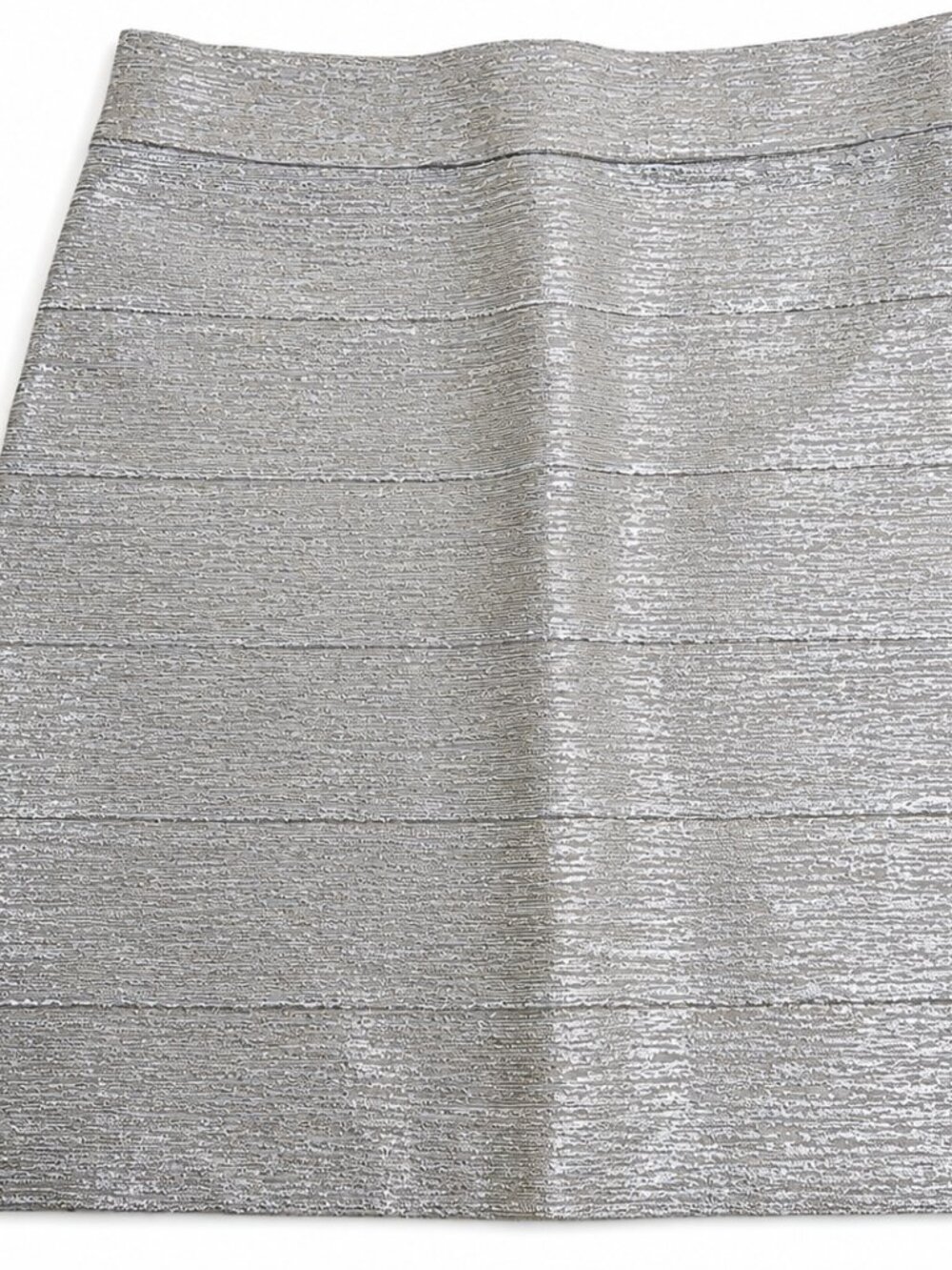 Women Bebe | Metallic Silver Sequin Fabric Textured Mini Skirt | Size S